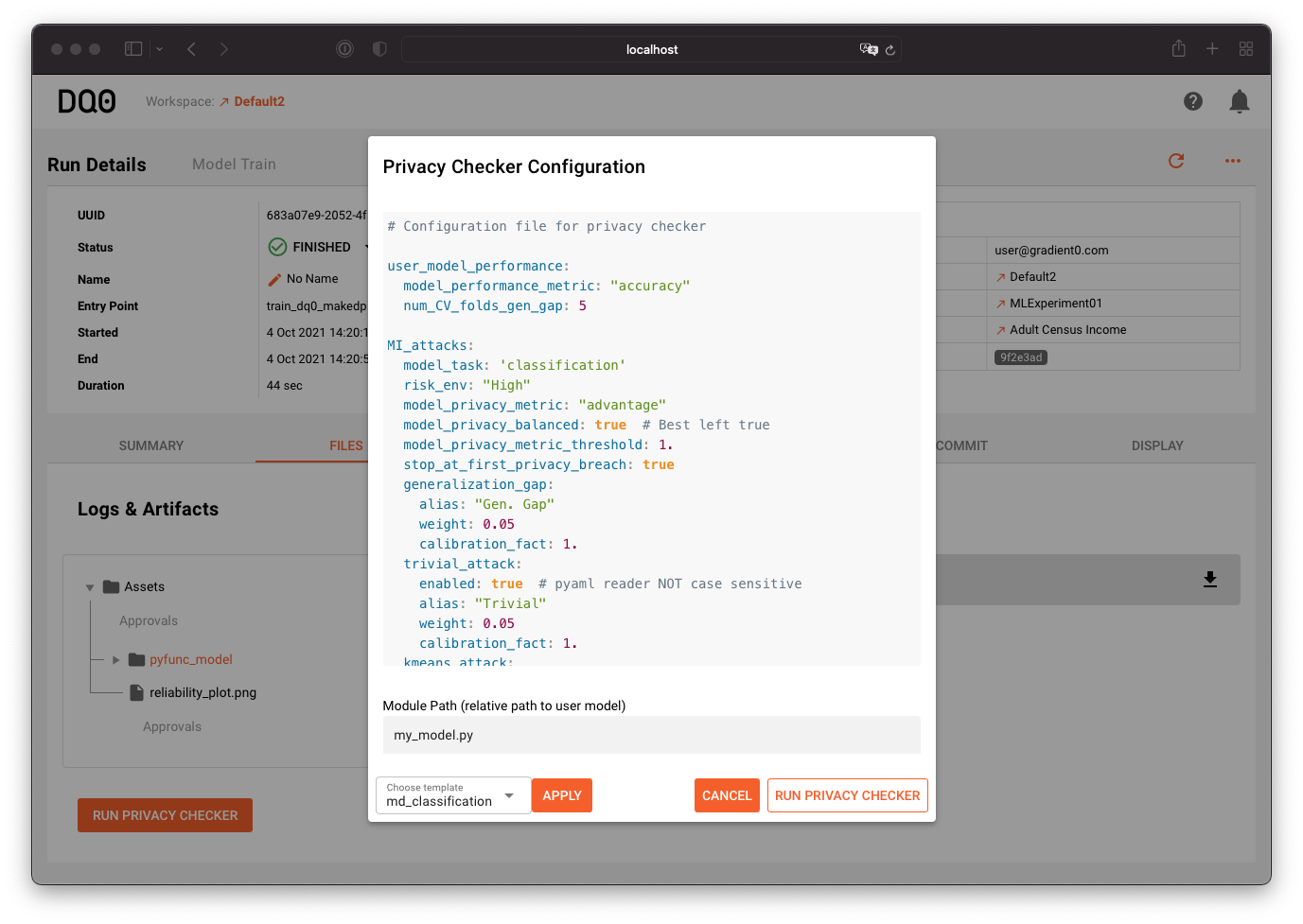 Privacy Checker Configuration